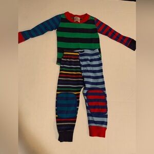 Hanna Andersson 18-24 months boys Colorful Striped Pajamas, knee patches